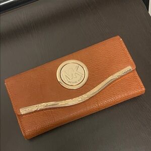 Michael Kors Brown Leather Wallet with Gold Accent